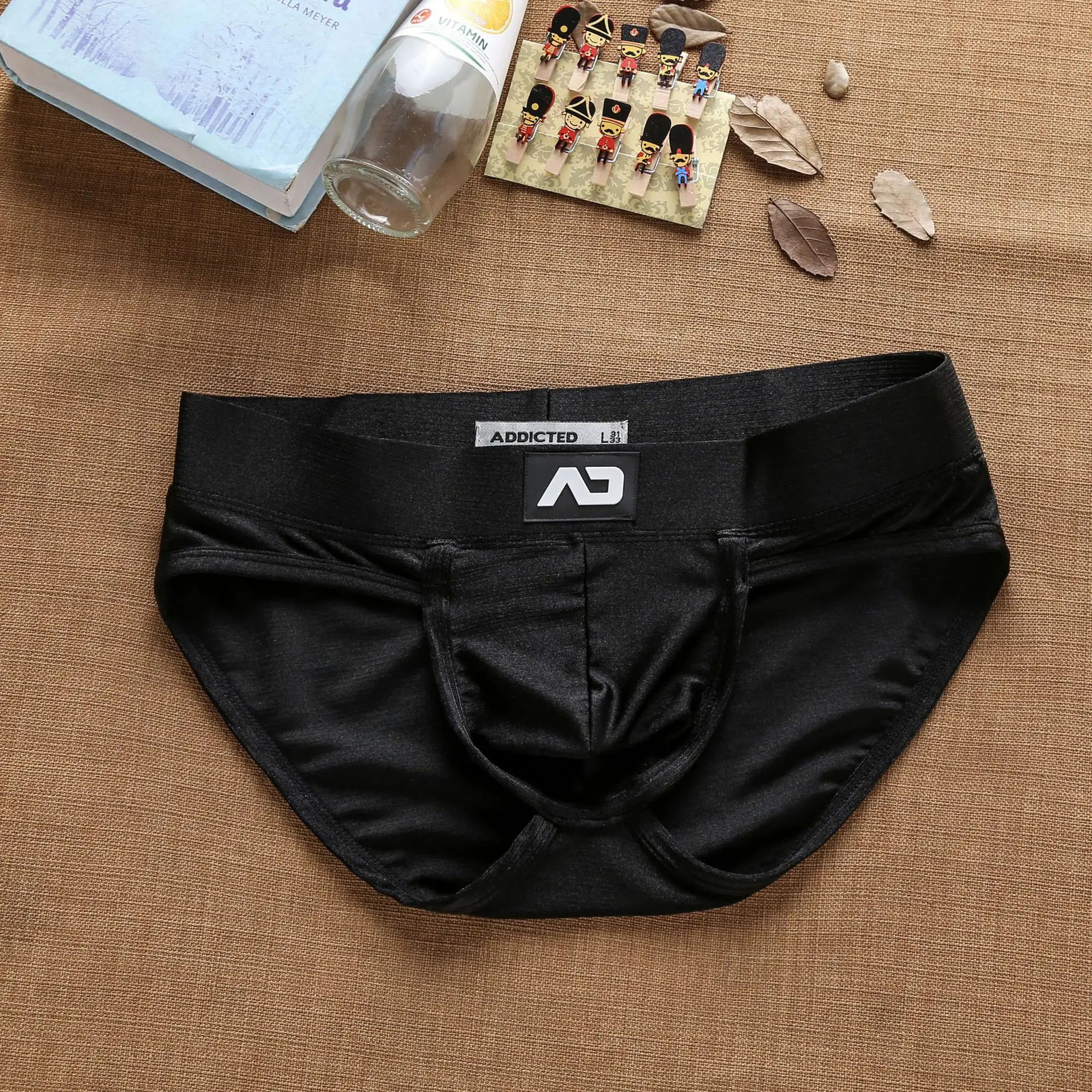 Addicted mens low waist sexy nylon brushed colorful briefs ad3-m257 wholesale 240703