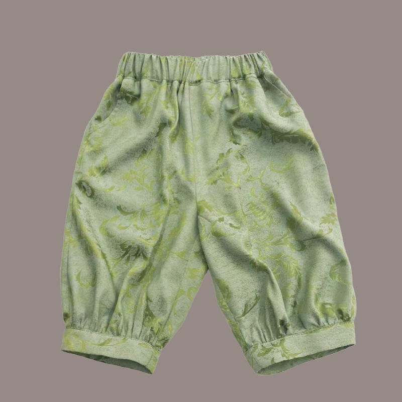 Children's summer new new Chinese boys and girls Tang suit Hanfu dark jacquard short-sleeved light suit
