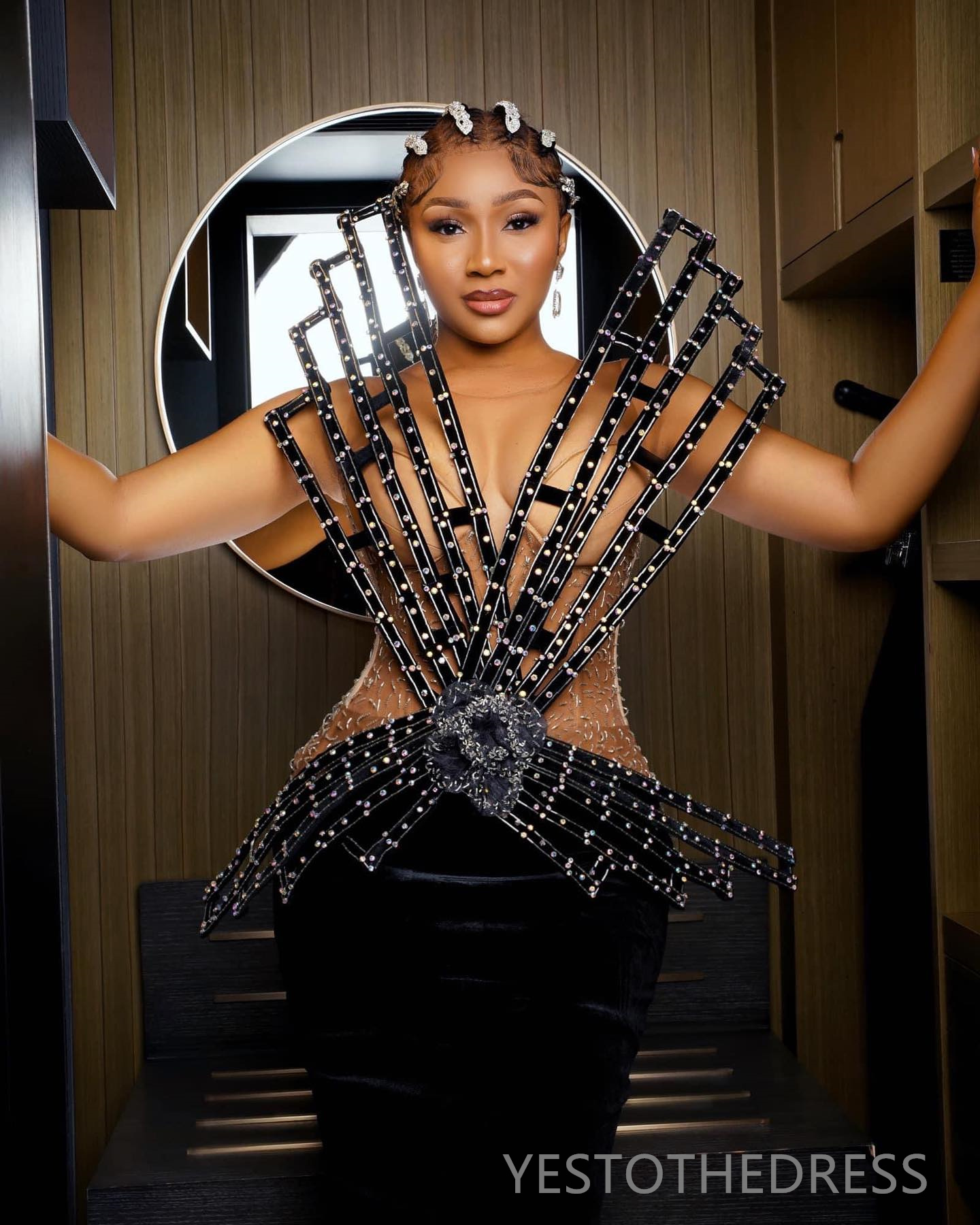 R&W 2024 Plus Size Prom Mermaid Promdress Evening Formal Illusion Sheer Neck Veet Beaded Birthday Dress Second Reception Gowns Engagement Gown AM1312