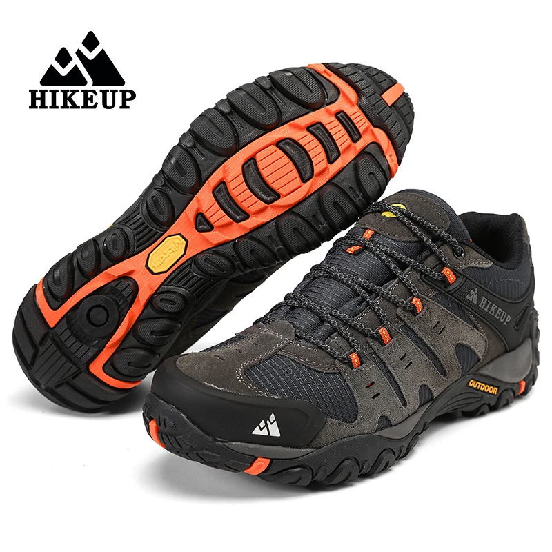 HIKEUP Arrival Leather Hiking Shoes Wear resistant Outdoor Sports Mens Shoes Lace Mens Shoes Climbing Hiking Hunting Sports Shoes 240710