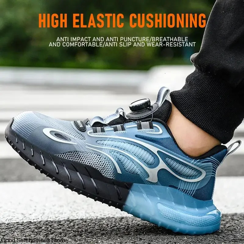 Men Sport Safety Shoes Cushion Work Sneakers AntiPuncture Breathable Boots Women Steel Toe Lightweight 240702 - view 5