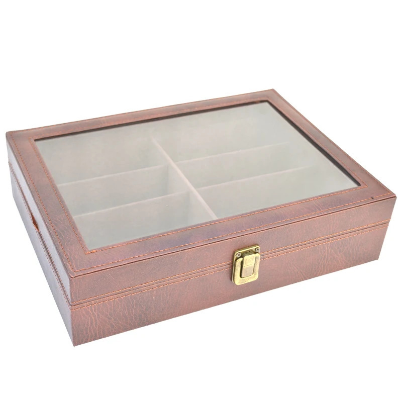 Leather watch case jewelry glasses storage and sunglasses glasses display lockable case organizer240723