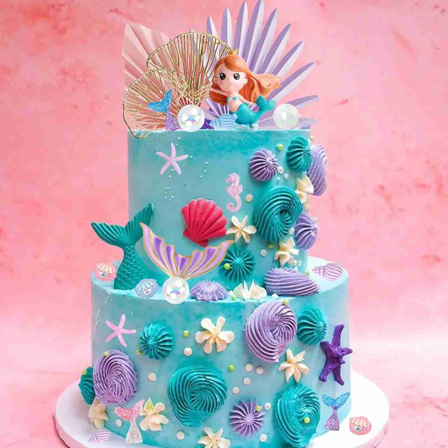 Mermaid Cake Toppers Under the Sea Mermaid Tail Cake Decorations for Birthday Baby Shower Party SuppliesB270708