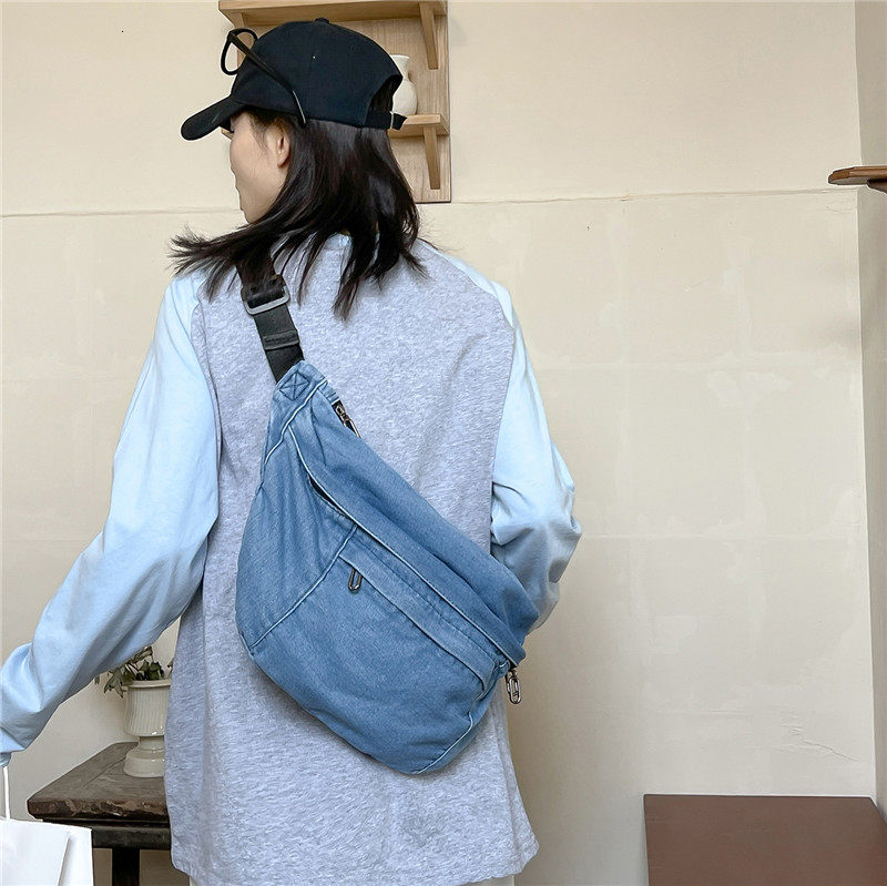 Women's Bags on Sale 2024 Simple Trend Lightweight and Casual Chest Pack Free Shipping High Quality Versatile Denim Waist Packs H7.9#28