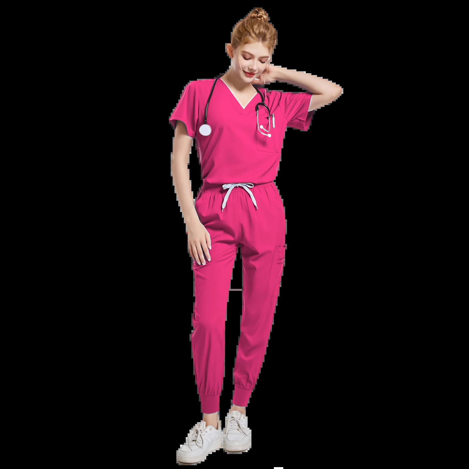 Spa Uniforms Women Scrubs Jogger Set Uniforms Scrub Top Pants Lab Coat Nurse Uniform Blouse e Femme Work Wears 240704