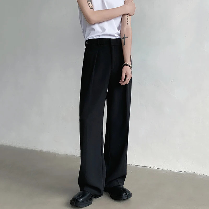 IEFB Suit Pants Casual Fashion Summer Loose Zipper Pocket Male Straight Leg Trousers Solid Color Britches 9C5334 240708