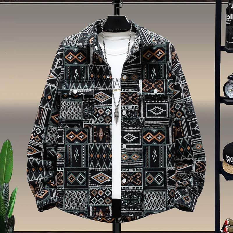 Casual Men Jean Jackets Streetwear Printing Turn Down Collar Denim Coats Men Jacktes 240704