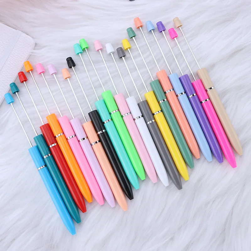 40pcs est Latest Wholesale Creative DIY Plastic Beaded Pen Ball Handmade Beadable Ballpoint Pens Personalized Bead Pen 240709
