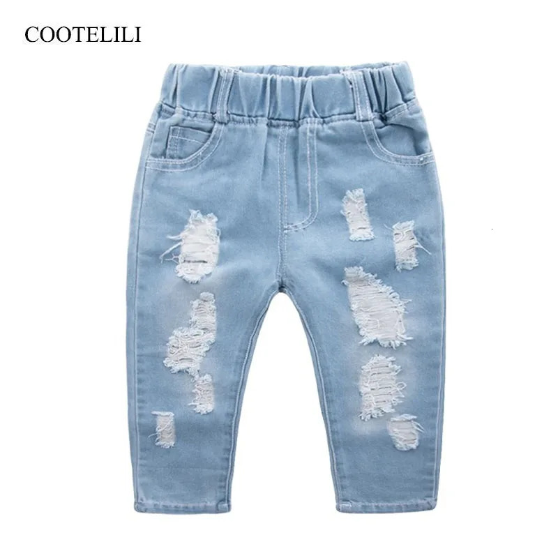 COOTELILI Kids Boys Jeans Children Boys Clothes Denim Toddler Jeans Distrressed Toddler Baby Girl Clothes Spring Clothing 240703