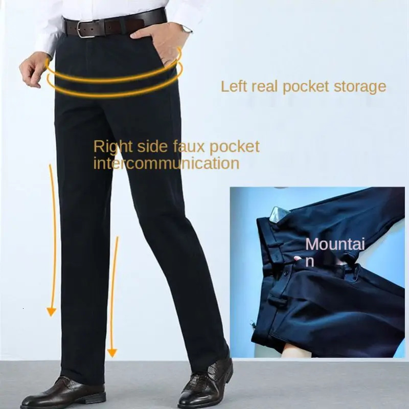 Outdoor Sex Mens Invisible Zipper Full Open Crotch Pants No Take Off Suit Pants Formal Business Office Trousers Male Pants 240708