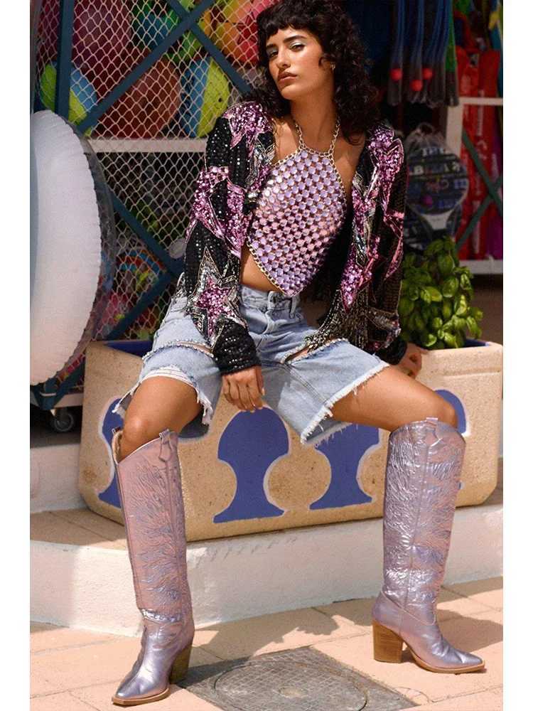 Women's Jackets 2024 Spring Womens Coat with Tassel Star Pattern Jacket Fur Edge Long Sleeve Open Front Punk Gothic Cut Coat J240708