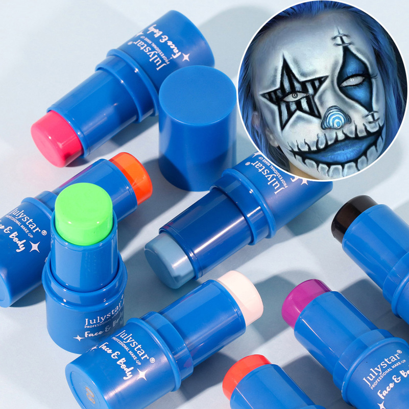 Halloween Face Body Painting Stick Cream Waterproof UV Light Neon Green Purple Pink Black White Paint Cream Party Art Makeup 240709