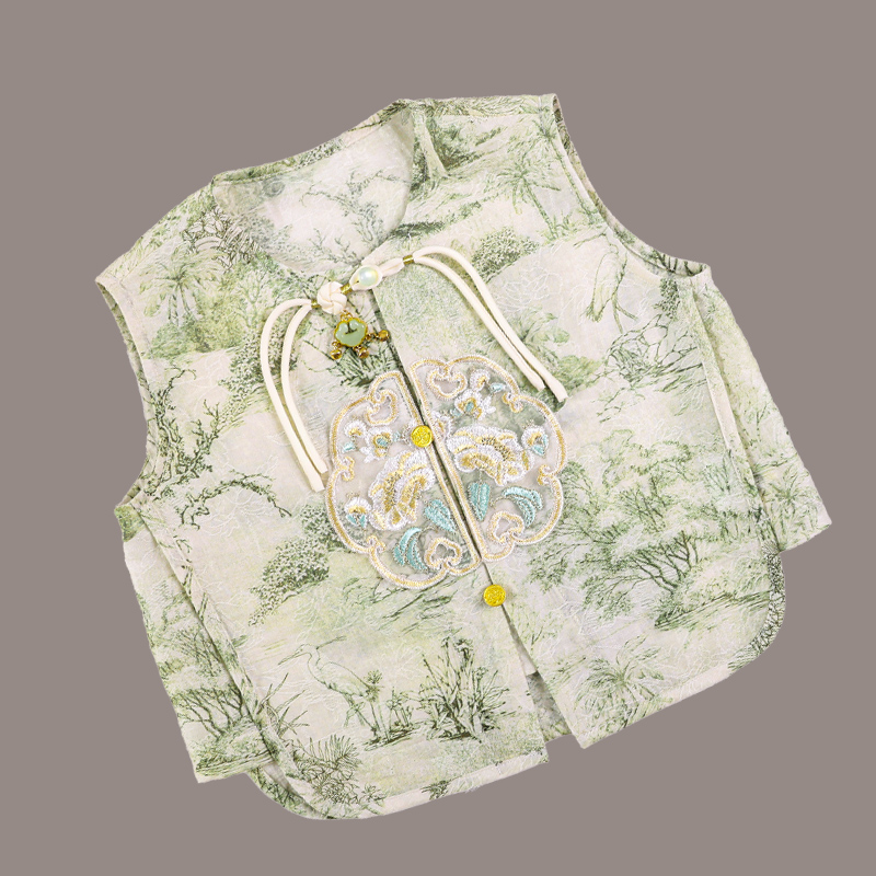 T-shirt children's Customized Summer New Product New Chinese Tang Dynasty Hanfu Short sleeved Shorts Two piece Casual Travel New Year Dress