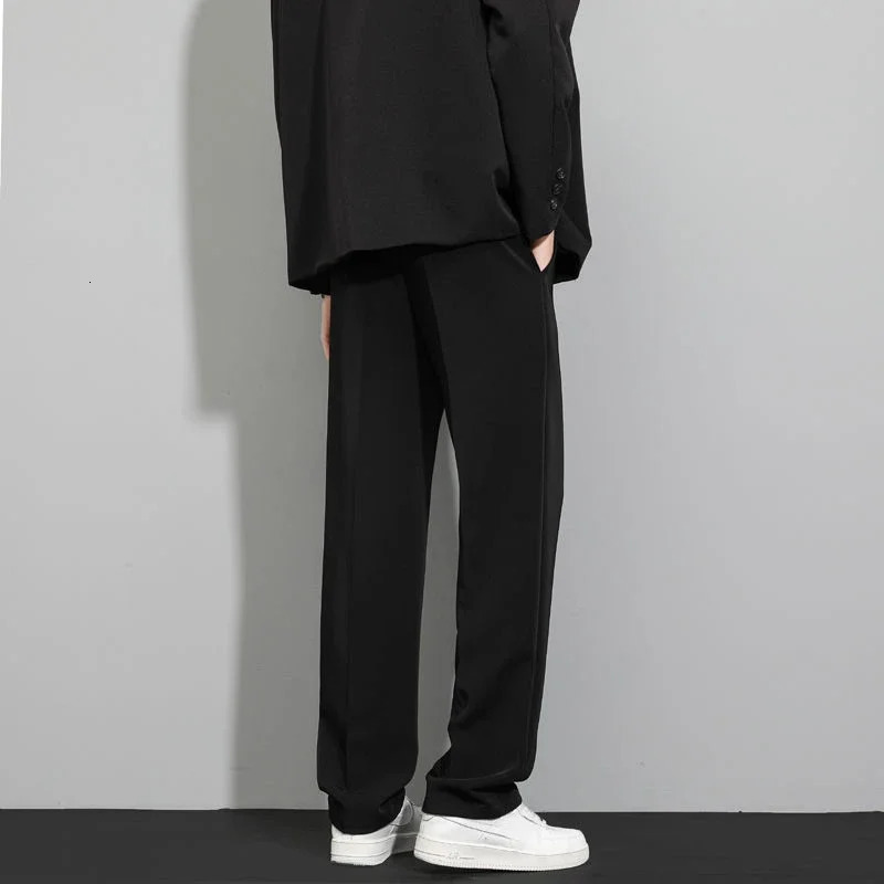 Slim Fit Trousers for Men Brown Cooling Tressed Man Suits Pants Ice Silk Korean Reviews Many Stylish Slacks Thin Casual Classic 240708