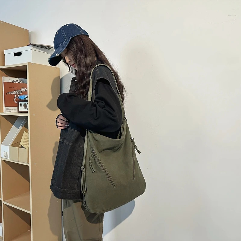 Hot Selling Casual Canvas Fashionable Shoulder 2024 New Versatile Large Capacity Backpack Women's Crossbody Bag H7.10#33 ddbc0