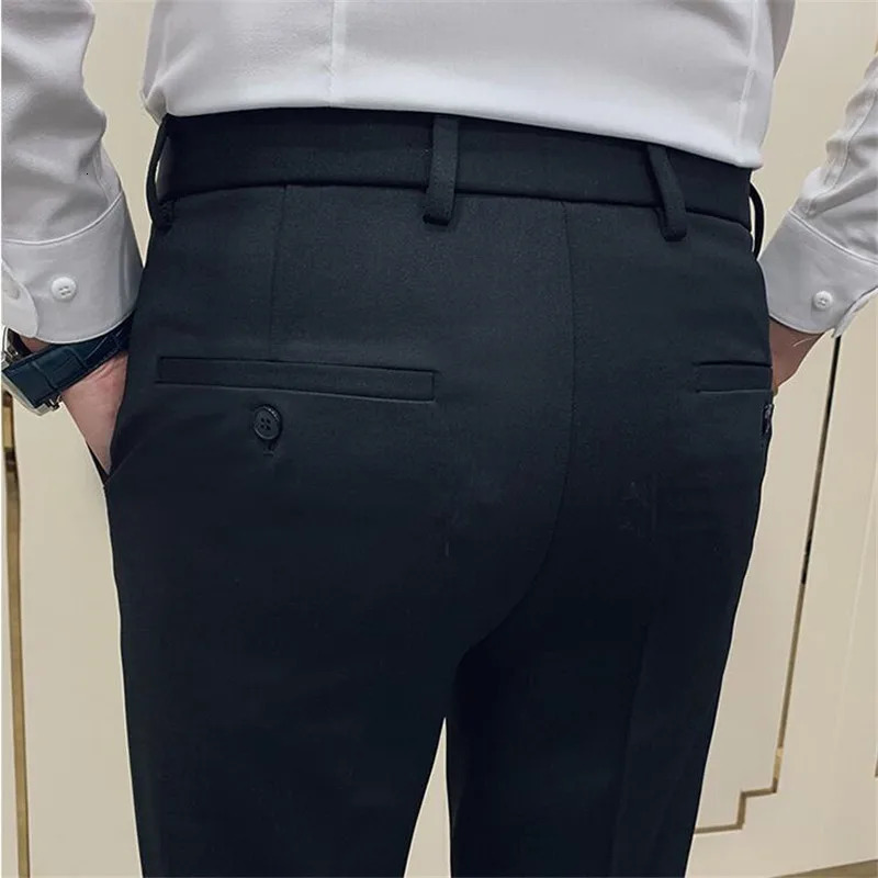 Spring Men Pants Korean Slim Fit Men Casual Ankle Length Pants Streetwear Men High Quality Black Gray Dress Suit Pant Man 240708