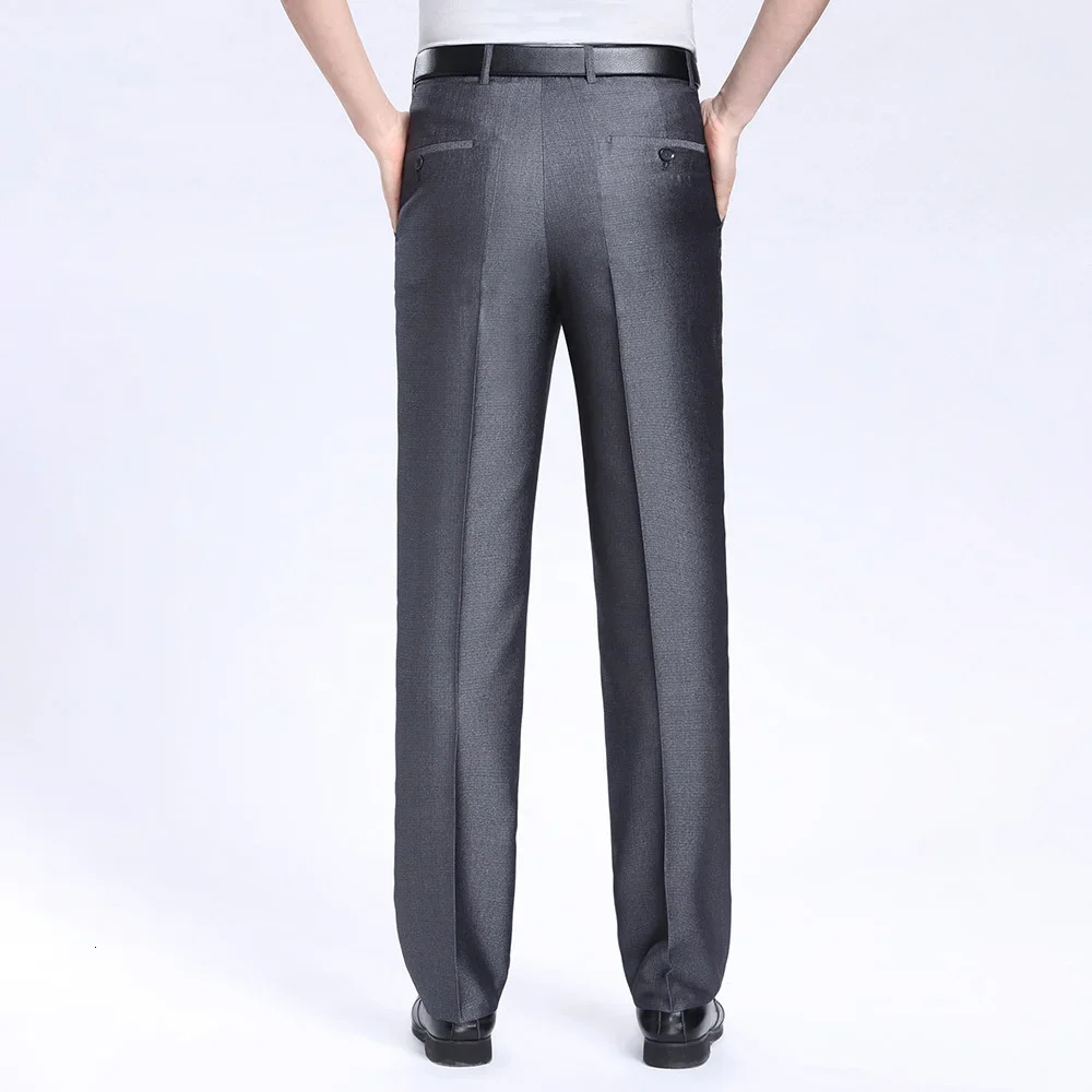 Men Business Silk Suit Pant Plus Size 29-56 Spring Summer Fashion Formal Men Casual Pant Buckle Trousers For Male 240708