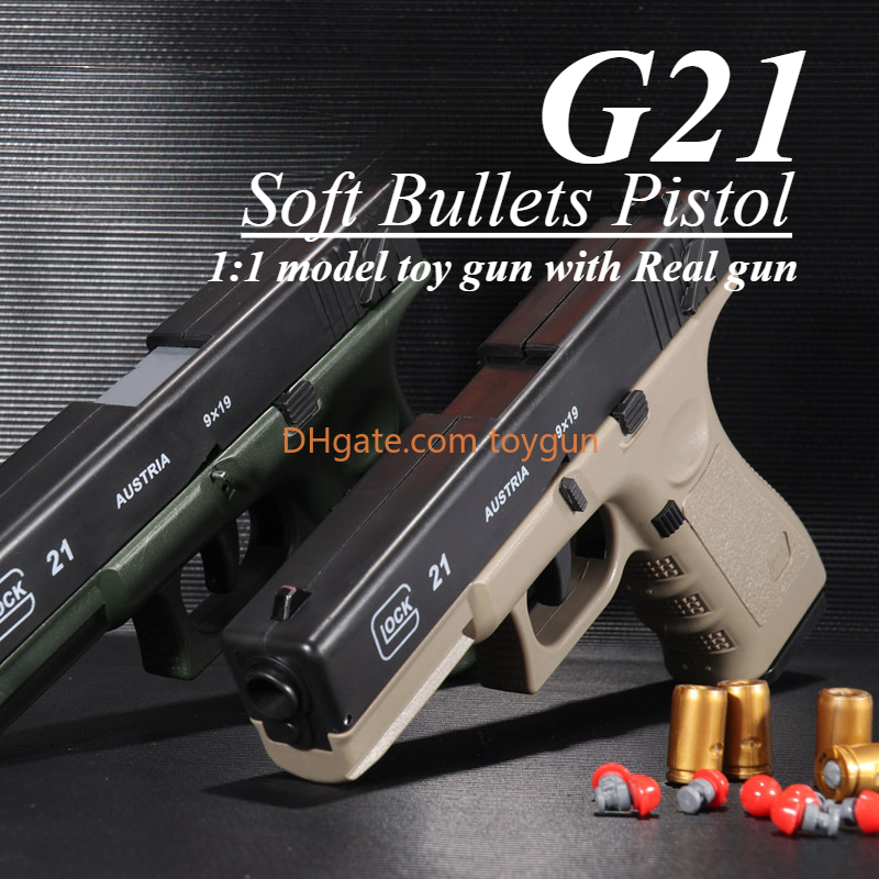 G21 Pistol Toy Guns Blaster Soft Bullet Pneumatic Blowback Toy Gun For Boys With Bullets Adults Outdoor CS Birthday Gifts