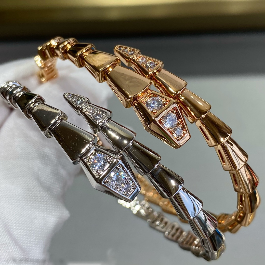 Elastic snake bangle Snake bone designer bangle for woman jewelry diamond for man Gold plated 18K highest jewelry diamond with box 002