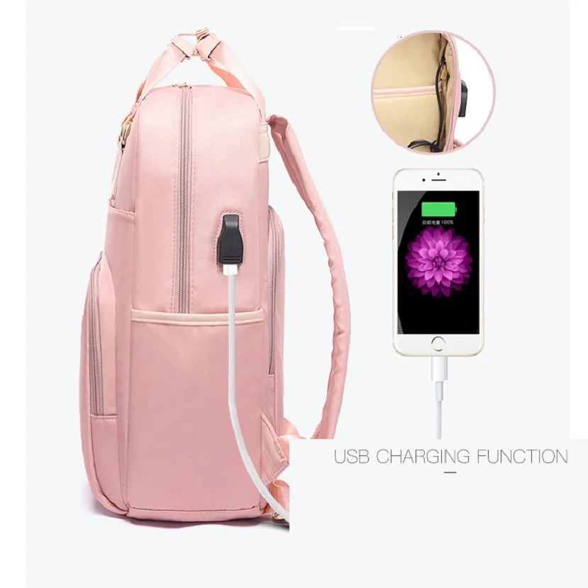 Fashion waterproof laptop backpack 15.6 womens fashion backpack womens black backpack womens large backpack 13.3 14 15 inch pink 240704