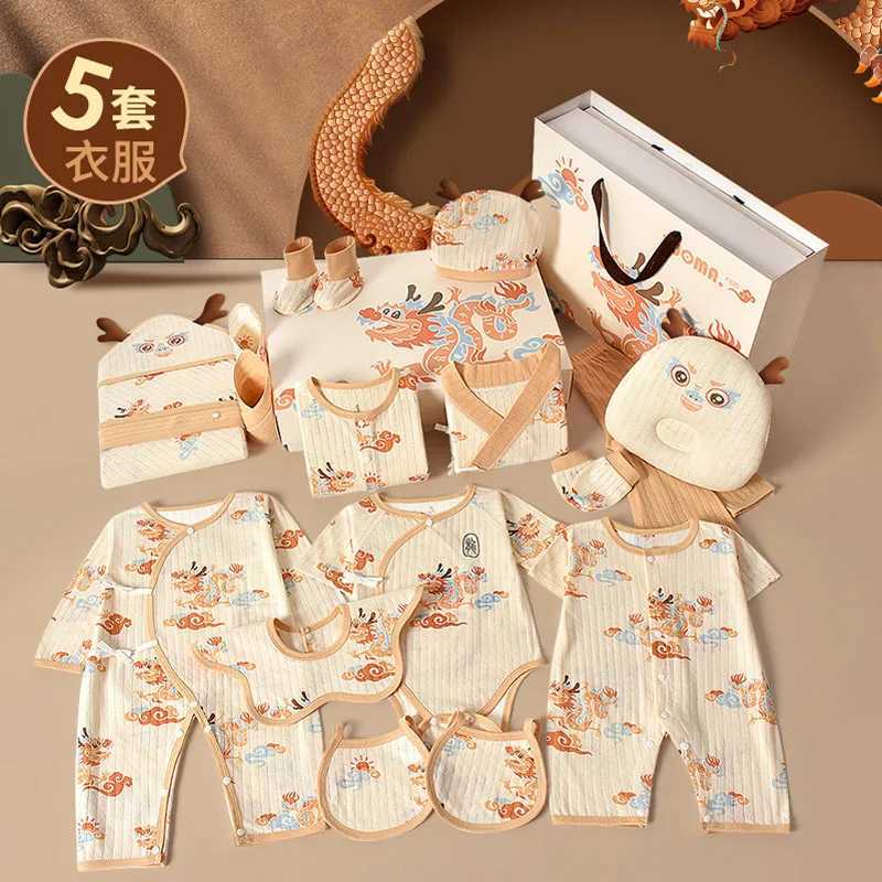 Gift Sets 20/22/24/26 Newborn Clothing Baby Gift Auspicius Ruilong Pure Cotton Set 0-6 Months Summer Childrens Set Unisex H240710
