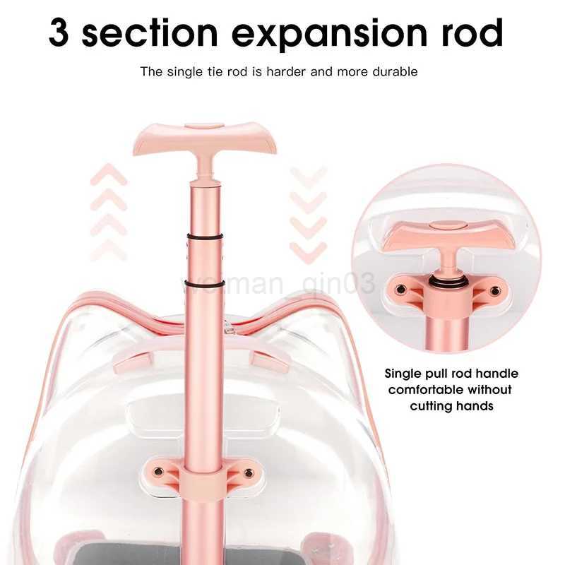 Transparent Breathable Pet Carrier with Trolley Wheels Pink for Small Cats and Dogs Zipper Closure 2024 Model