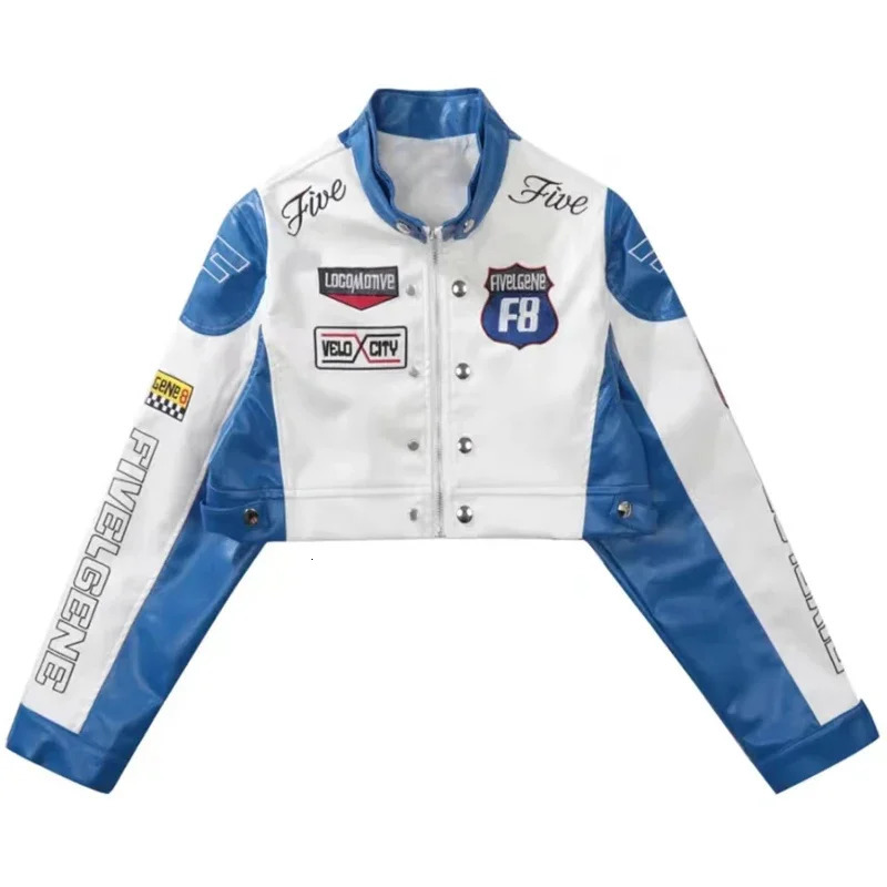 American Leather Jacket Men Coats Vintage Hip-Hop Streetwear Harajuku Y2k Gothic Women Racing Jacket Bomber Short Coats 240703
