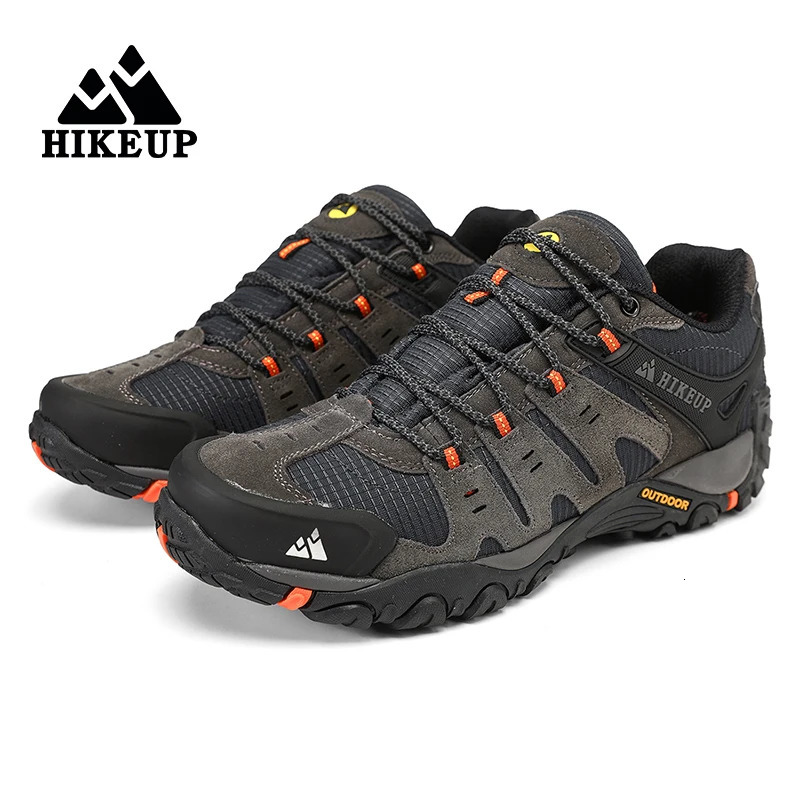 HIKEUP Arrival Leather Hiking Shoes Wear resistant Outdoor Sports Mens Shoes Lace Mens Shoes Climbing Hiking Hunting Sports Shoes 240710
