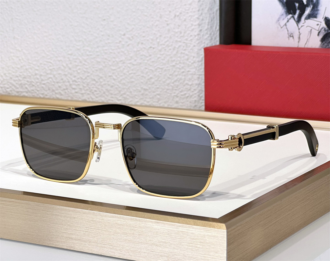Fashion luxury designer mens sunglasses 0363s classic square metal wooden temples glasses summer leisure vintage style eyewear Anti-Ultraviolet come with case