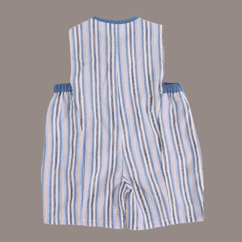 2024 summer new product niche boys and girls Korean version shoulder strap pants fisherman pants integrated casual wear