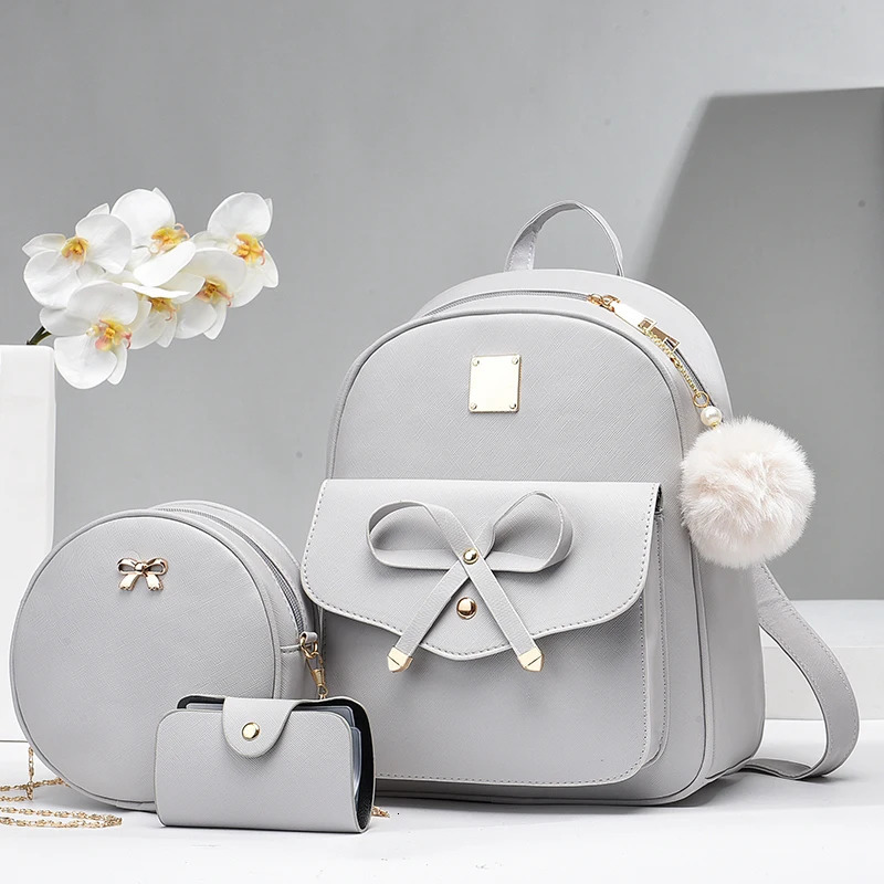 3 pieces/set Kawaii cute backpack pre school day bag womens leisure travel commuting Knapsack 240704