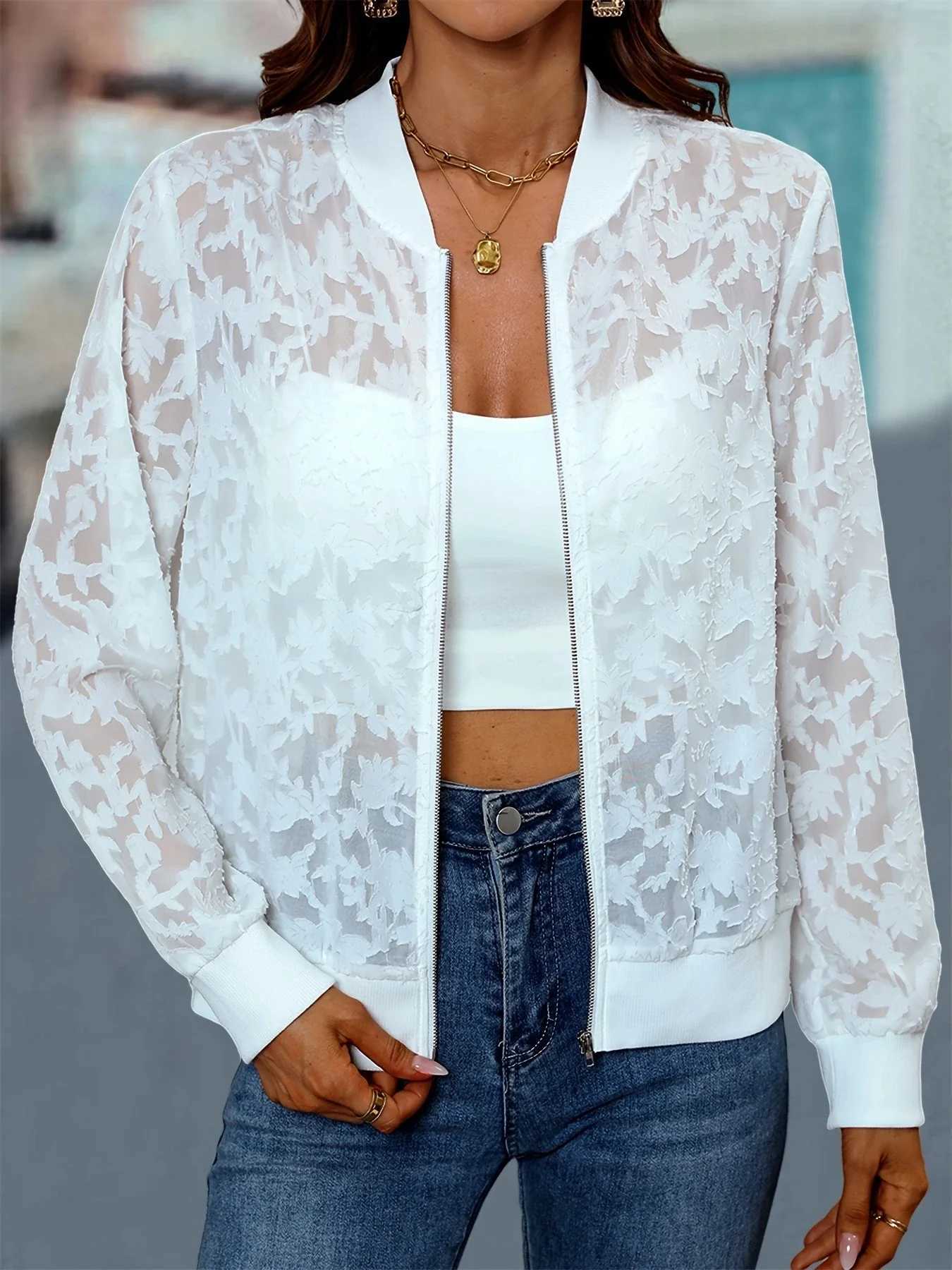 Women's Jackets Summer new womens jacket casual zipper long sleeved jacket womens basic jacket J240708