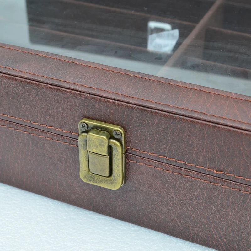 Leather watch case jewelry glasses storage and sunglasses glasses display lockable case organizer240723