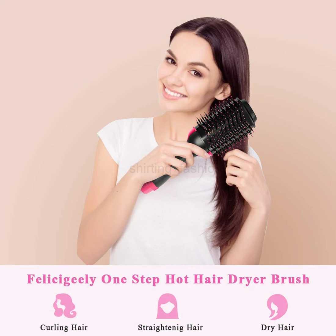 Hair Dryer Hot Air Brush Styler and Volumizer Hair Straightener Curler Comb Roller Electric Ion Blow Dryer BrushCL240710