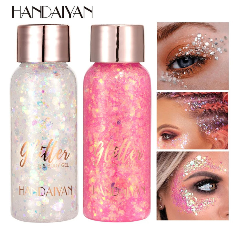 With Smear Spoon Multifunctional Eye Glitter Nail Hair Body Face Glitter Gel Art Flash Loose Sequins Cream Festival Glitter Deco 240709