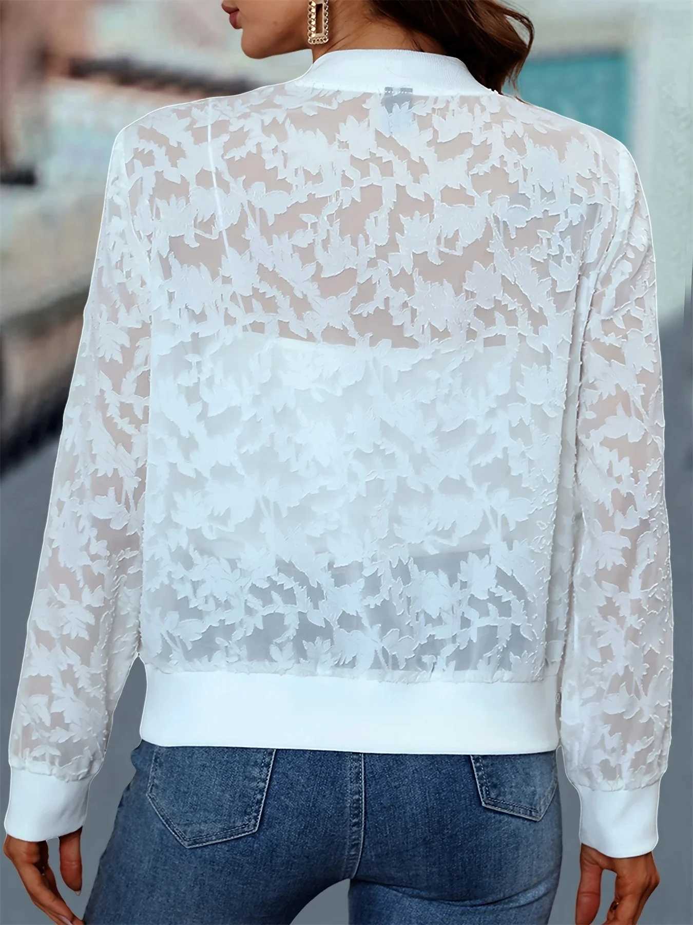 Women's Jackets Summer new womens jacket casual zipper long sleeved jacket womens basic jacket J240708