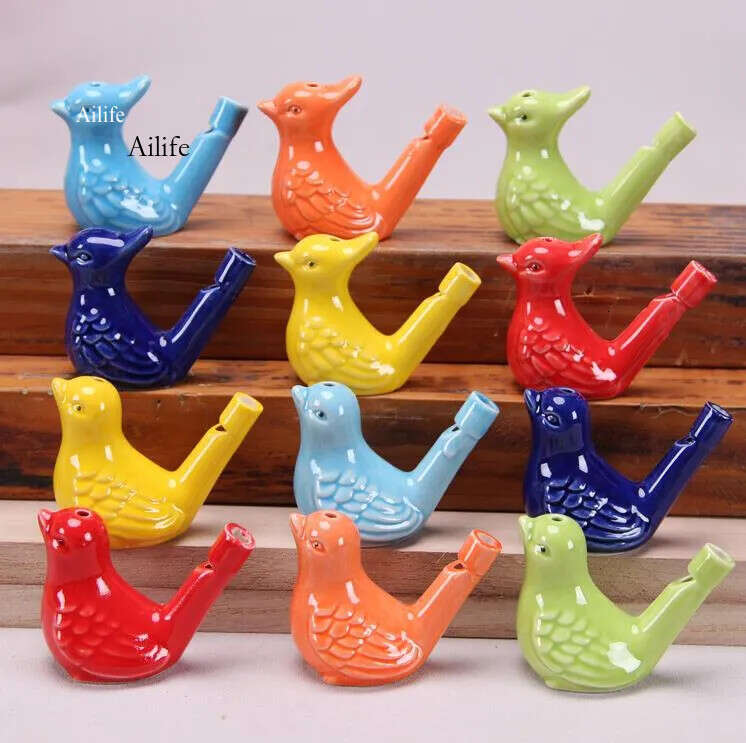 Party Favor Ceramic Water Bird Whistle With Rope Vintage Funny Musical Toys For Children Gift Educational Early Learning Painting Toy Sn6326 0529 0710