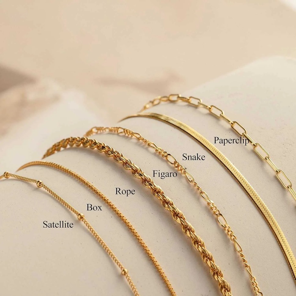 Waterproof designer bracelet for women 14K Gold Jewelry Set Womens Fashion Thin Exquisite Stackable Paper Clip Chain Bracelet Bag