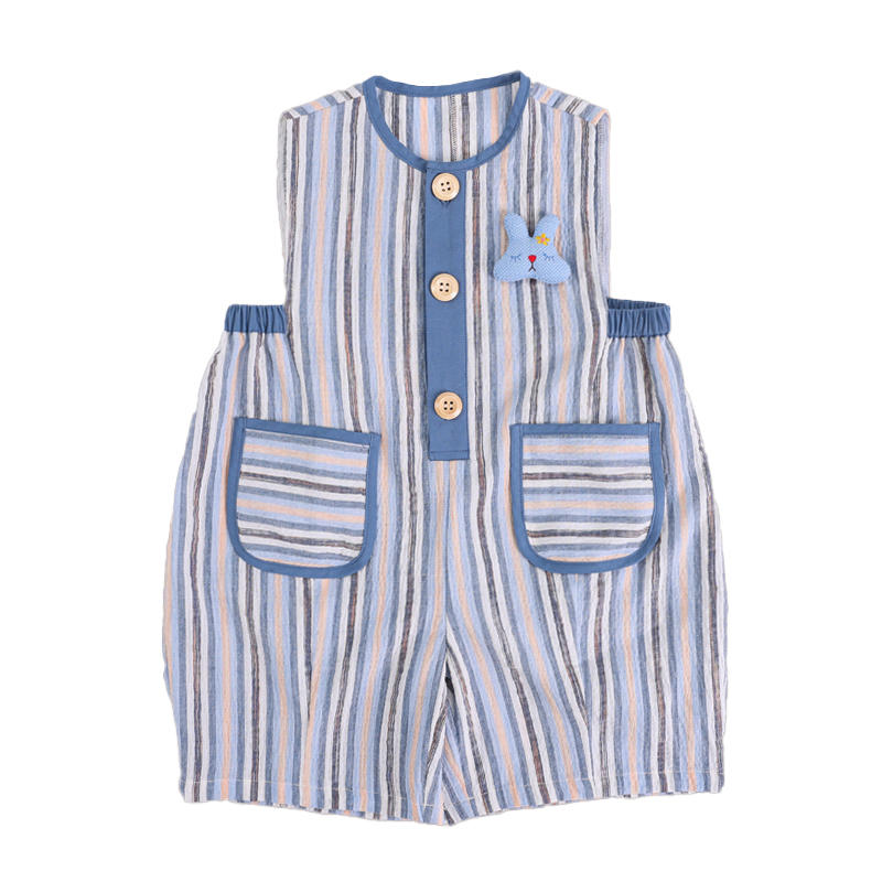 2024 summer new product niche boys and girls Korean version shoulder strap pants fisherman pants integrated casual wear
