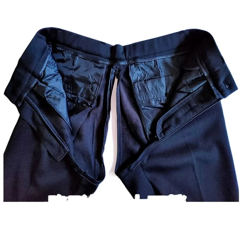 Outdoor Sex Mens Invisible Zipper Full Open Crotch Pants No Take Off Suit Pants Formal Business Office Trousers Male Pants 240708