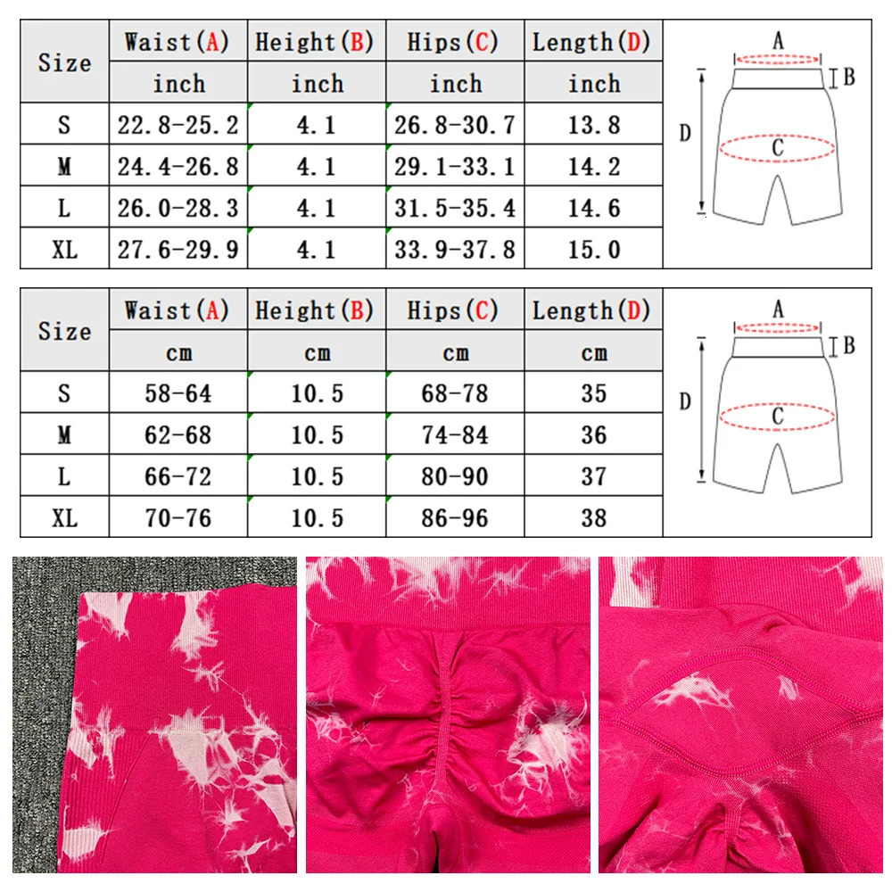 Seamless Tie Dye Bleach Butt Lift Sport Shorts For Women High Waist Summer Yoga Fitness Workout Cycling Biker Gym Shorts Mujer 240703