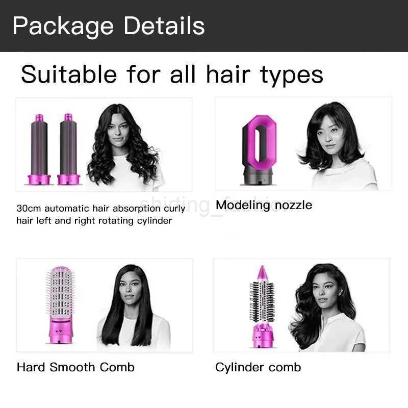 5 In 1 Quality Hairdryer Comb Hot Air Comb For Curling And Straightening Hair Automatic Straight Hair Comb And Hair DryerCL240710