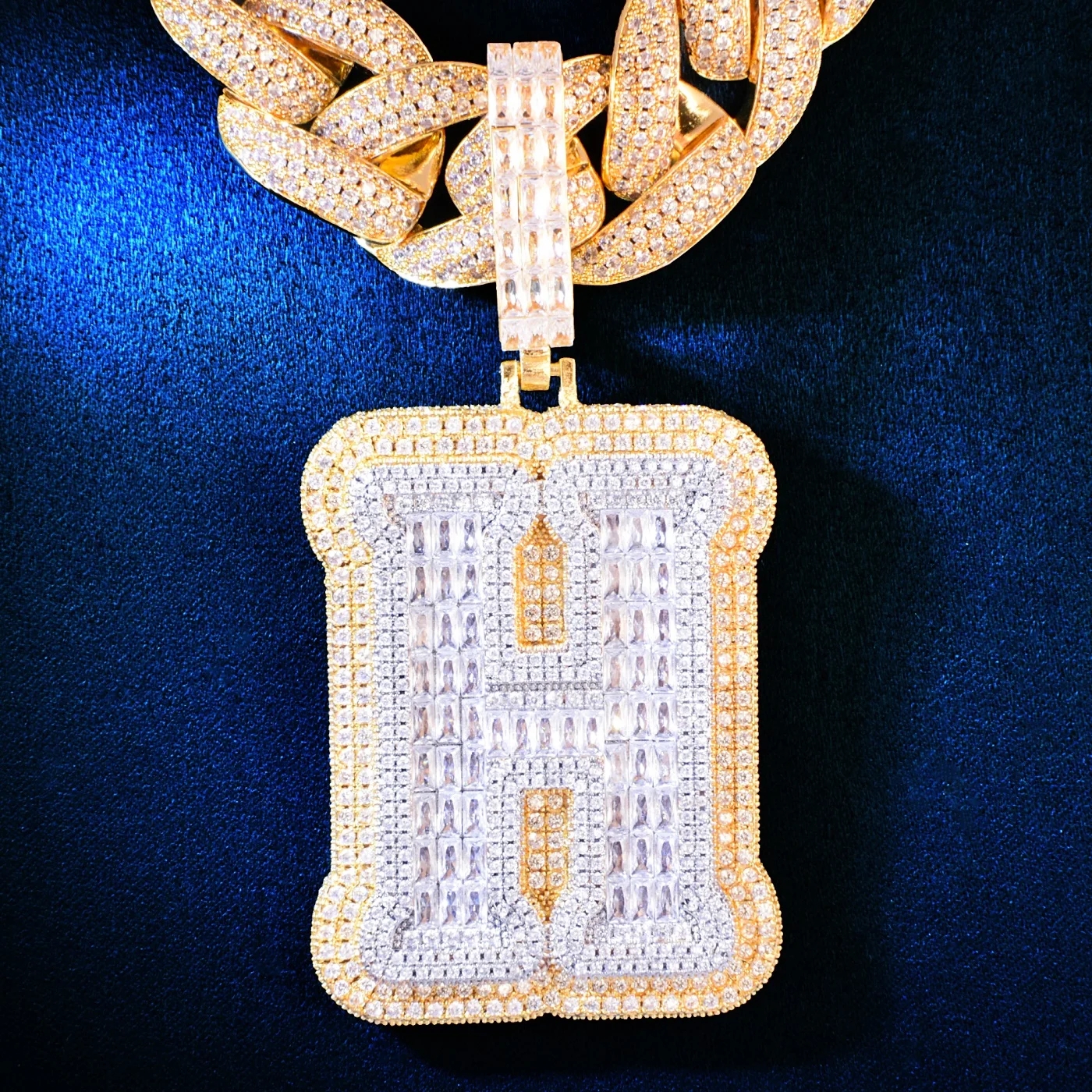 Hello hip-hop A~Z Single Big Letter Pendant Iced Out Zircon Hip Hop Necklace Chain For Men Rock Rapper Jewelry