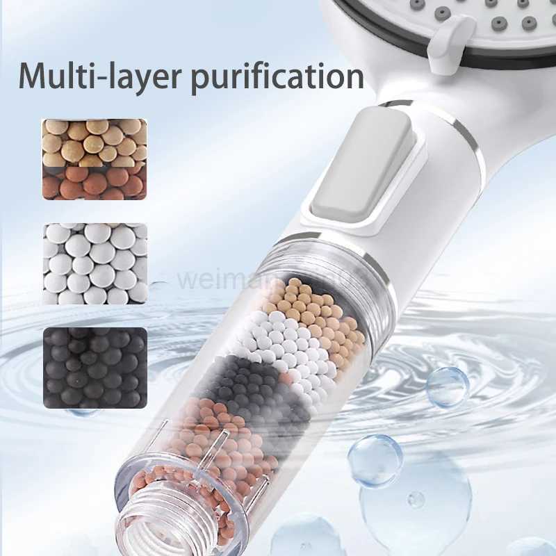 5 Modes Shower Head Anti Limestone Filter Hygienic Remove Calcario Holder Handle Rainfall Spa Hose Set For Bathroom AccessoriesCL240710