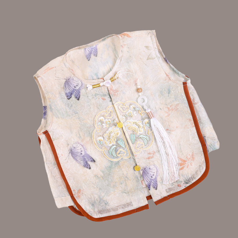 Light luxury customized children's summer new Chinese Tang suit hanfu short-sleeved 2-piece set interpretation of ancient style fashion dress pre