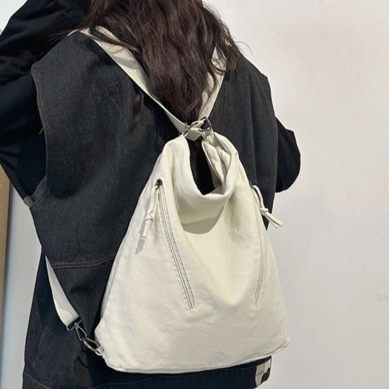 Hot Selling Casual Canvas Fashionable Shoulder 2024 New Versatile Large Capacity Backpack Women's Crossbody Bag H7.10#33 ddbc0