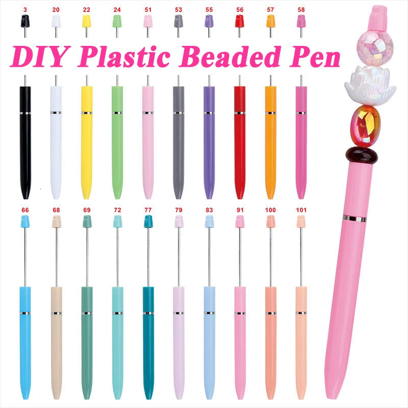 40pcs est Latest Wholesale Creative DIY Plastic Beaded Pen Ball Handmade Beadable Ballpoint Pens Personalized Bead Pen 240709