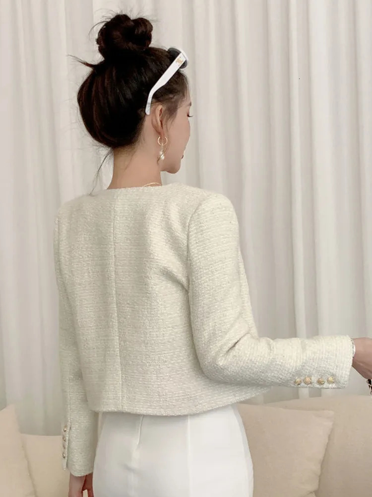 French Chic Small Fragrance Coat Women Autumn Winter Korean Fashion Casual Slim Tweed Jacket Female Woolen Short Outerwear Top 240701