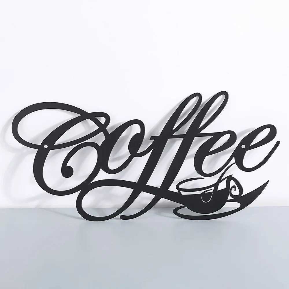 Coffee Bar Sign Metal Hanging Wall Art Plaque Black Letter Silhouette Cafe Kitchen Dining Room Decoration Bar Pub Club PosterB240710