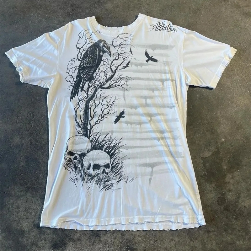 Woman T Shirt Aesthetic Clothes Gothic Y2k Korean Goth Grunge Letter Graphic Printed Summer Female O Neck Cotton Lady Tops 240626